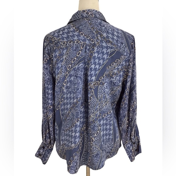 Chicos Sandwashed Satin Mixed Print Button Up Long Sleeve Chico Size 2/ US 12/14 - Picture 8 of 10